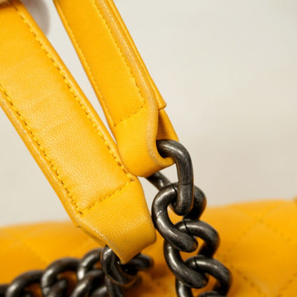 Chanel Shoulder Bag Boy Chain Lambskin Yellow
