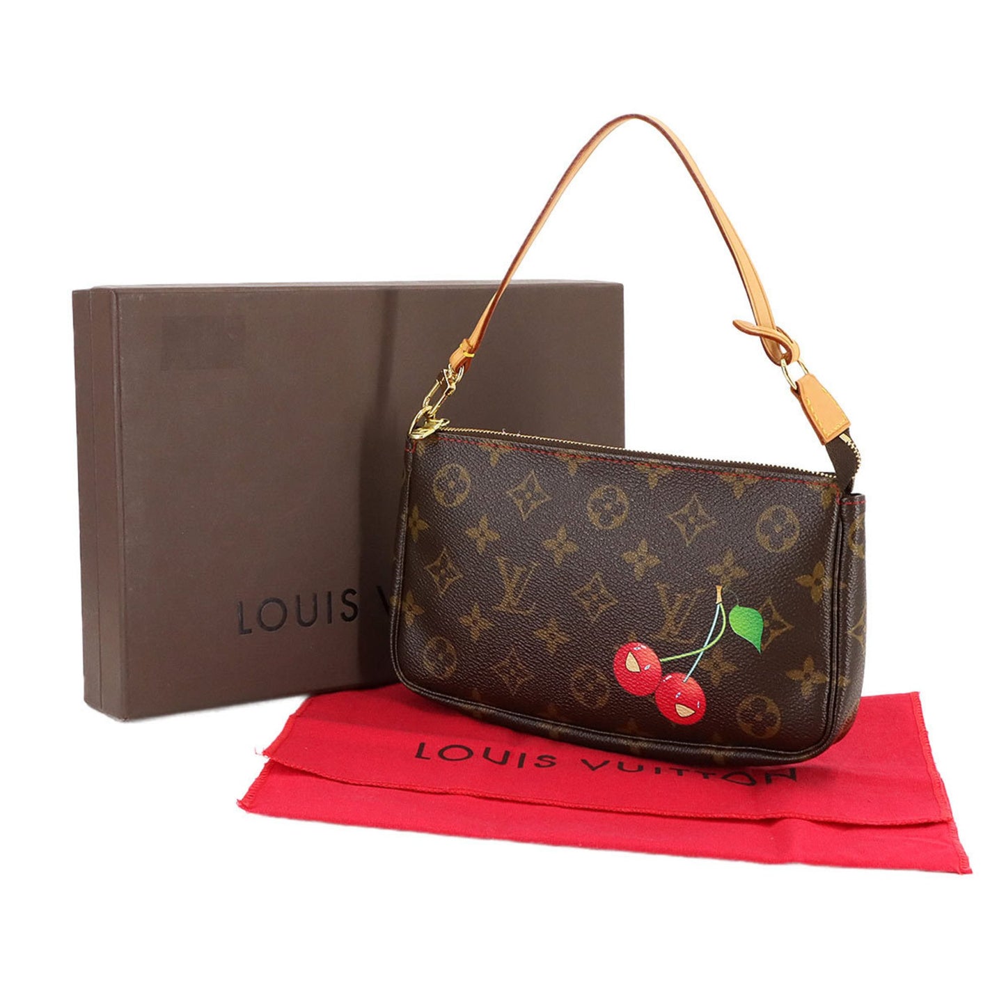 Louis Vuitton Monogram Cherry Pochette Accessoires Handbag M95008 By Takashi Murakami