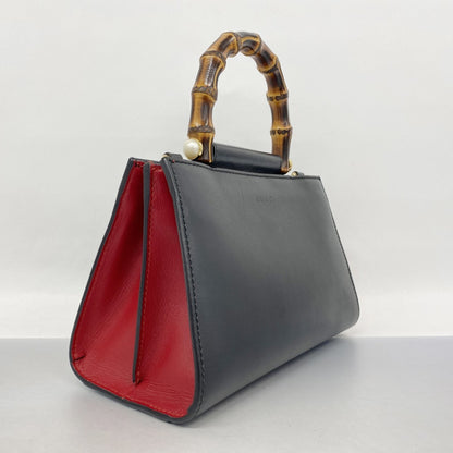 Gucci Bamboo Handbag 470271 Leather Black 2-Way Bag