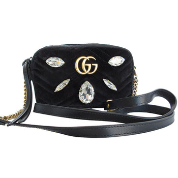 Gucci Shoulder Bag Gg Marmont Velvet Black