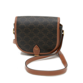 Celine Triomphe Medium Folco Shoulder Bag Canvas Tan 191502Bzj.04Lu Bp