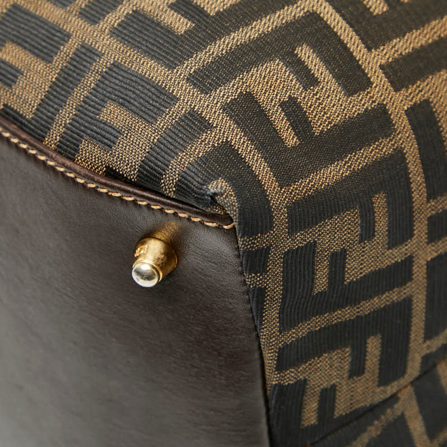 Fendi Zucca Handbag Tote Bag Brown Canvas