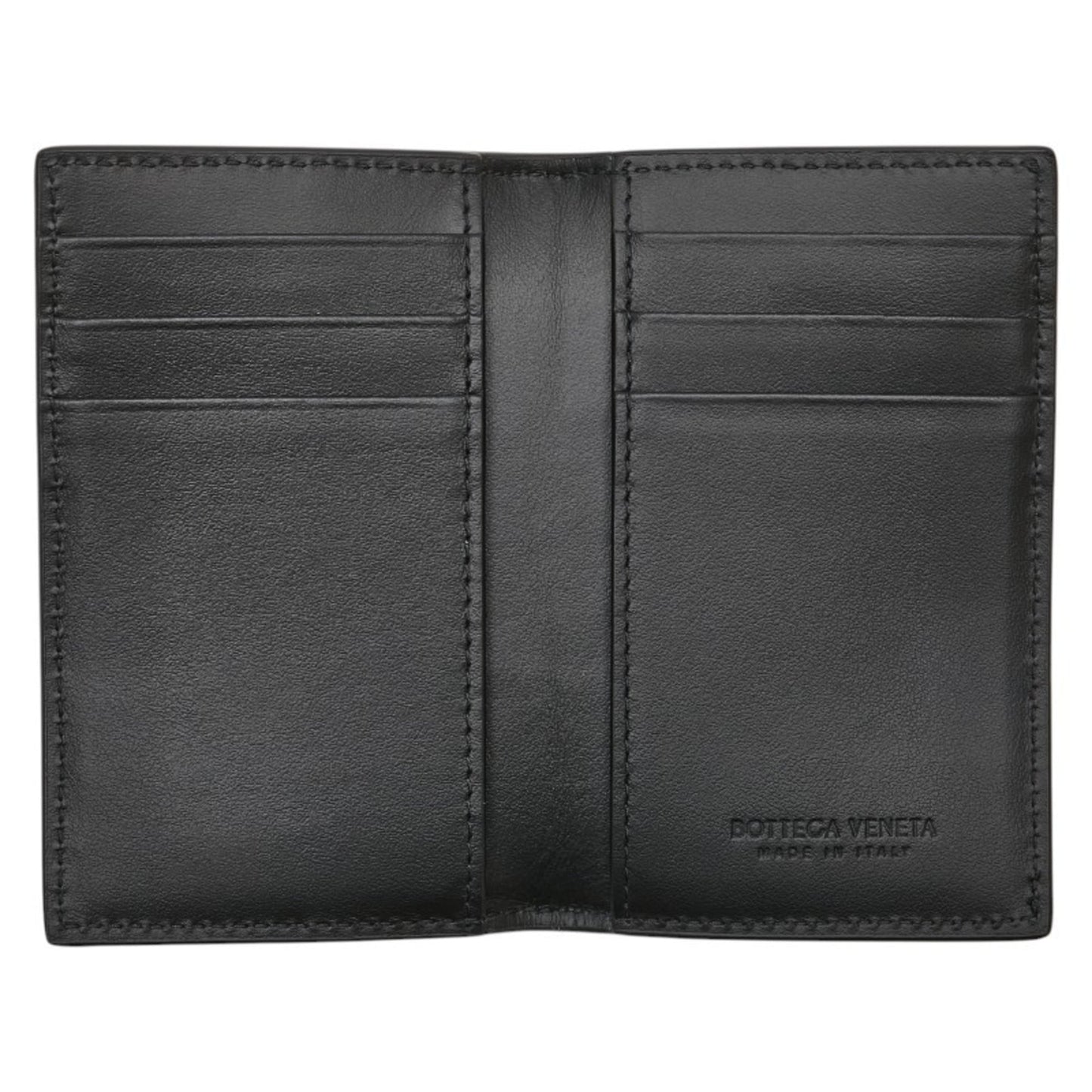 Bottega Veneta Maxi Intrecciato Cassette Business Card Case/Card Case/Pass Case In Black Leather