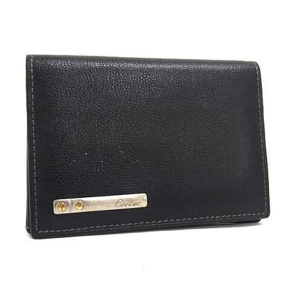 Cartier Santos Card Case - Black Leather