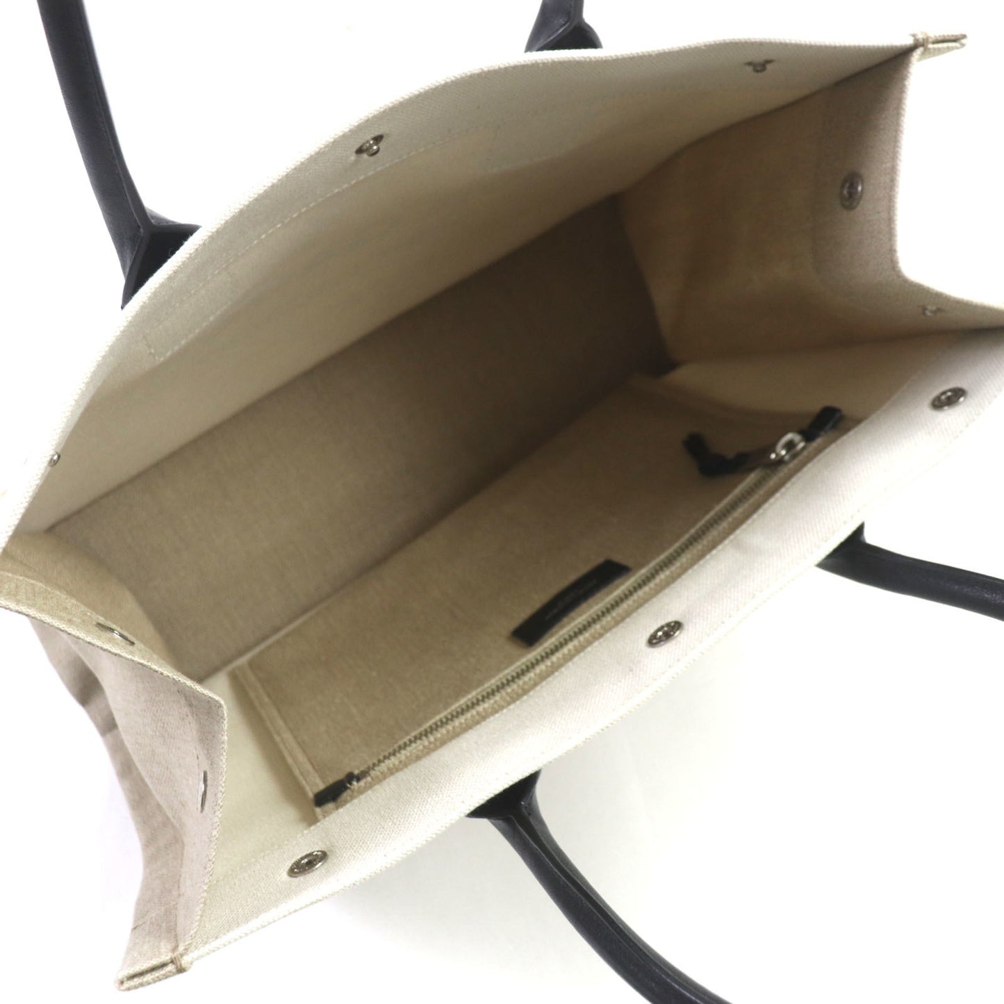 Saint Laurent 617481 Rive Gauche Logo Canvas And Leather Tote Bag In Beige Black With Dust Bag