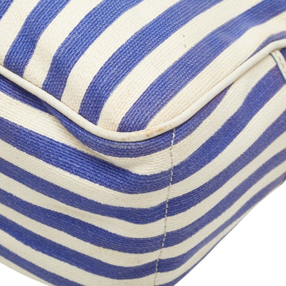 Celine Boogie Bag Striped Handbag Blue White Canvas Leather