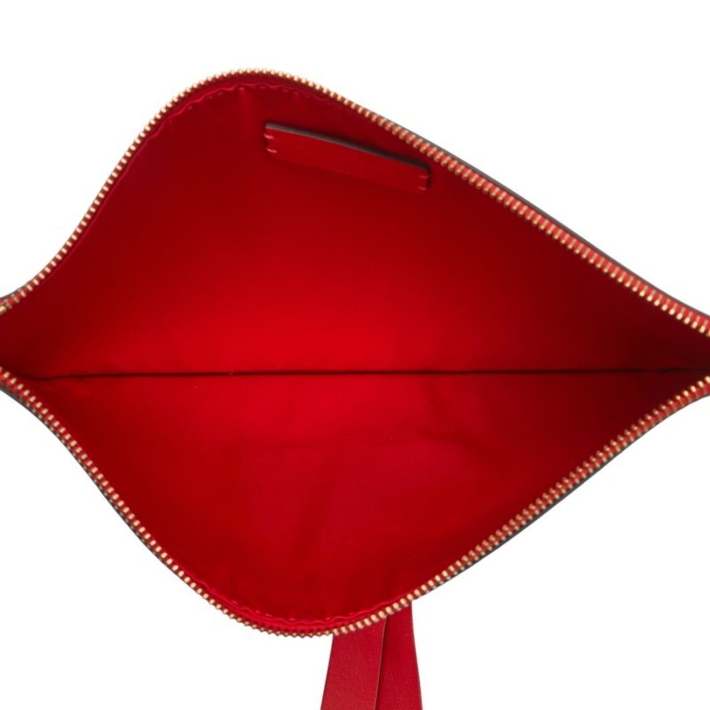 Valentino Garavani V-Ring Clutch Bag In Red Leather