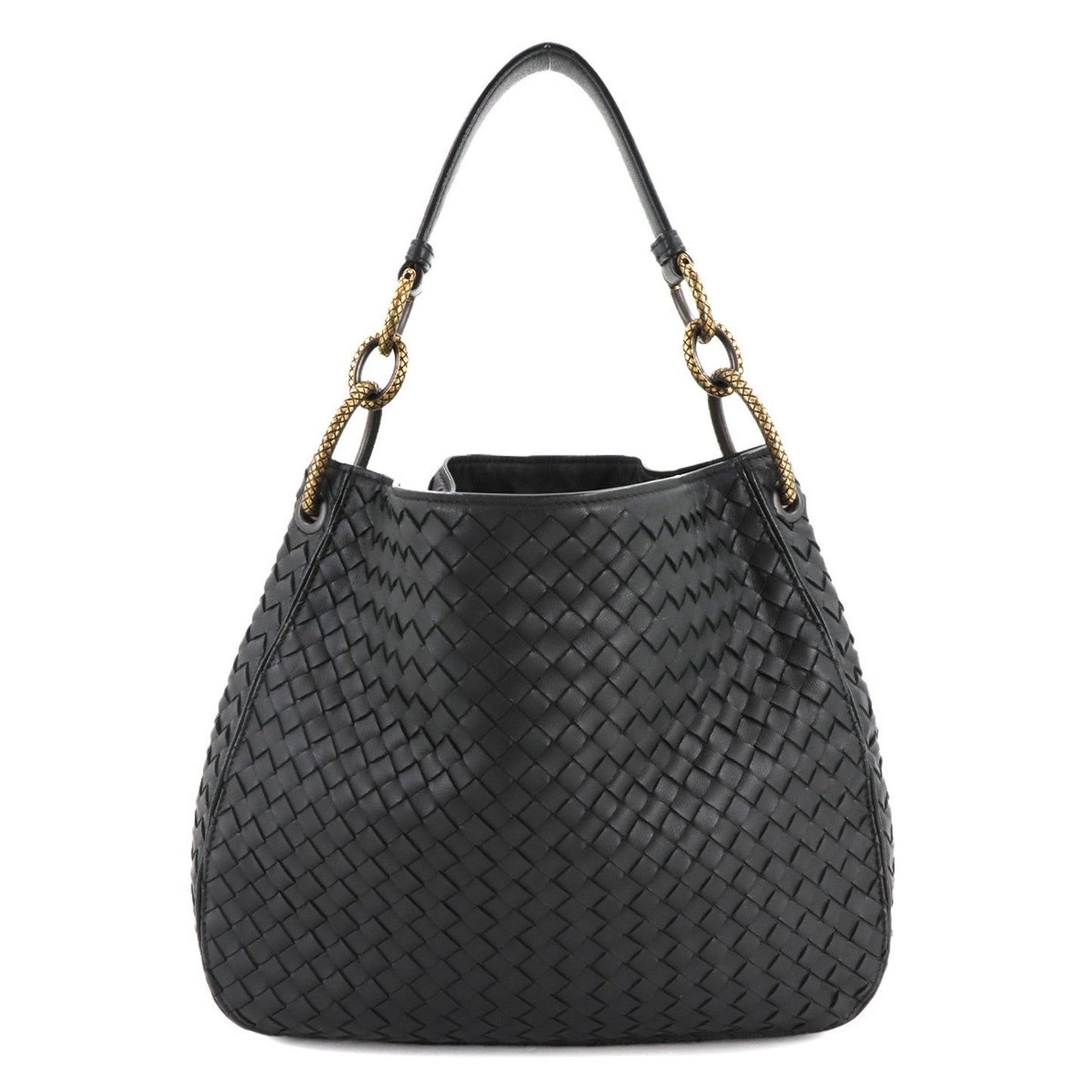 Bottega Veneta Intrecciato Loop Hobo Shoulder Bag In Black Leather