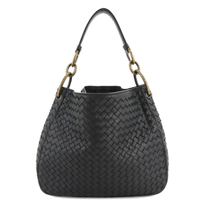 Bottega Veneta Intrecciato Loop Hobo Shoulder Bag In Black Leather