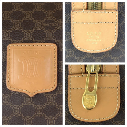 Celine Macadam Brown Gold Hardware Leather M14 Handbag Boston Bag
