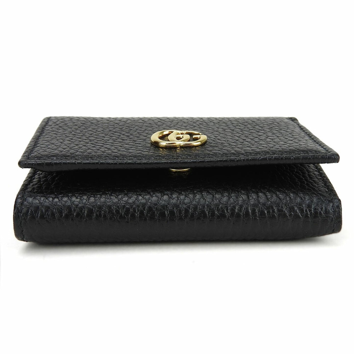 Gucci Tri-Fold Wallet 644407 Gg Marmont Leather Black Compact Accessory