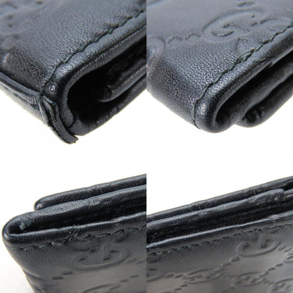 Gucci Business Card Holder/Card Case 323401 Shimmer Leather Black Holder Accessories