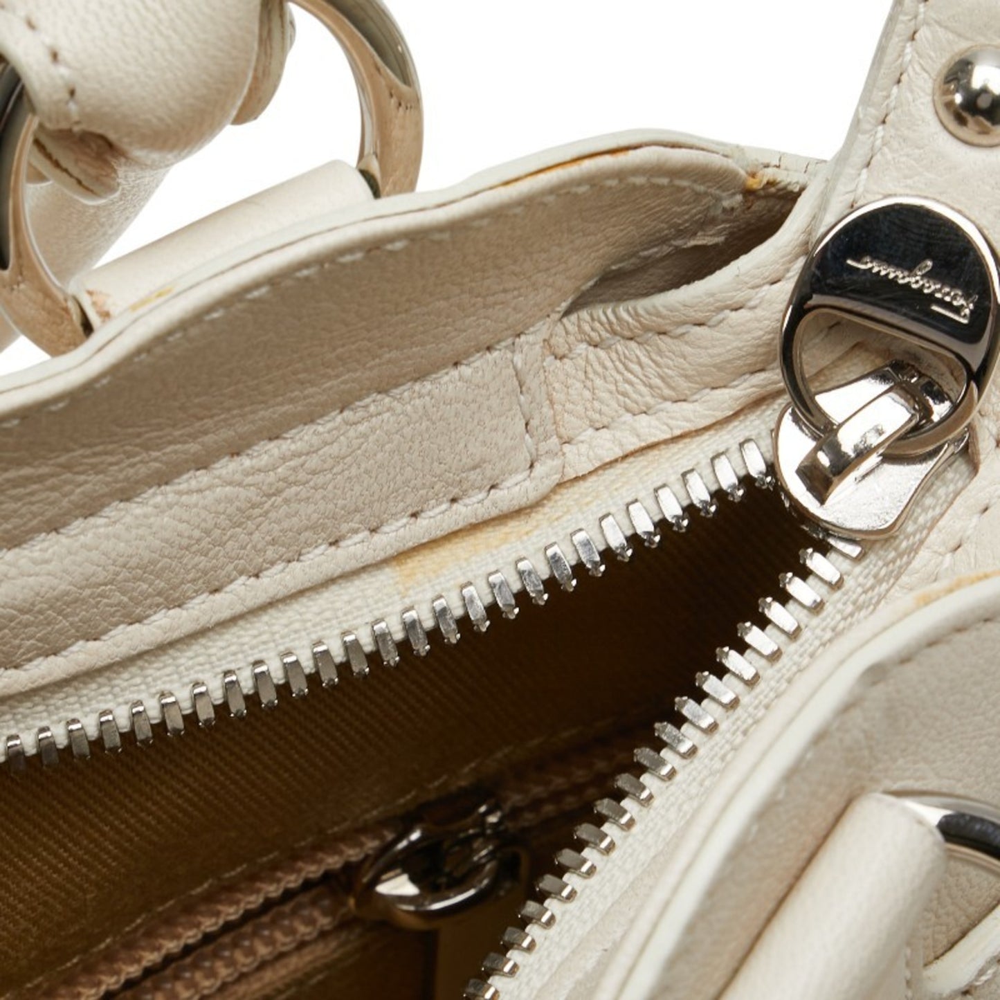 Salvatore Ferragamo Gancini Handbag Au-21 6317 White Leather