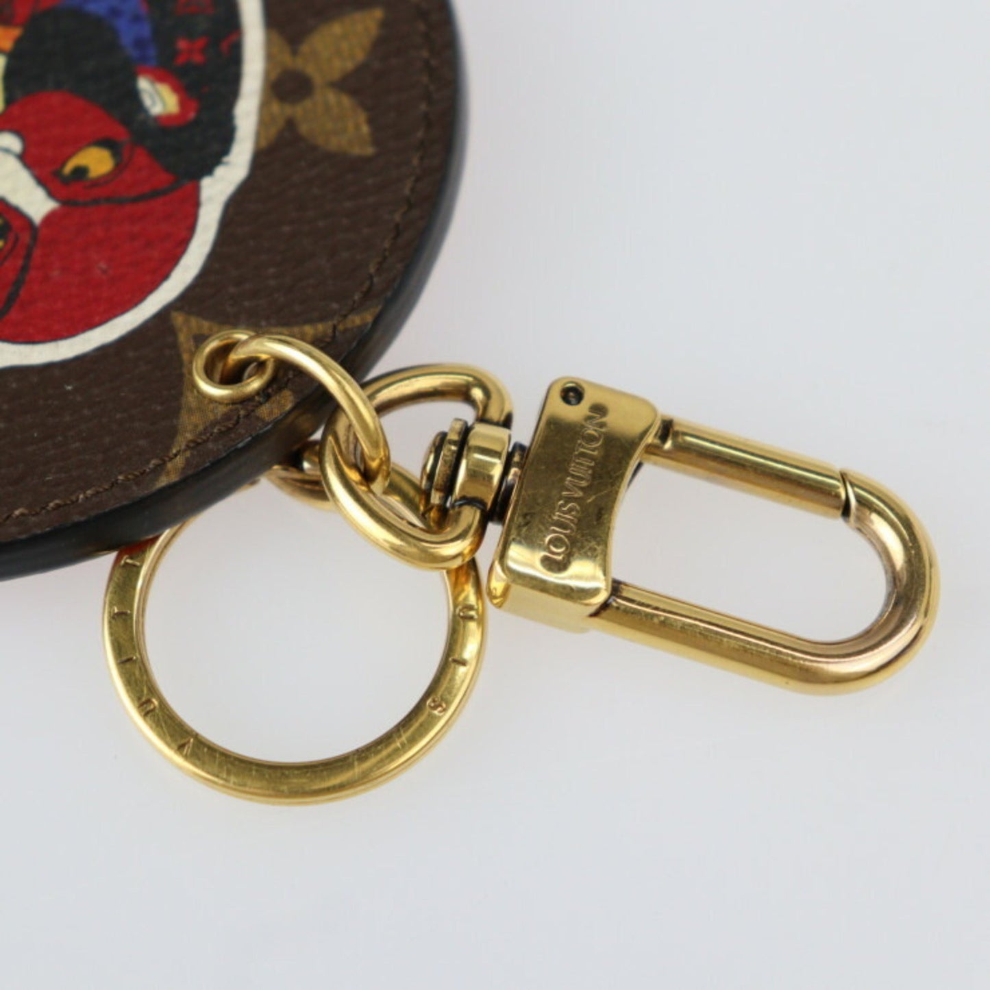 Louis Vuitton Louis Vuitton Portocre Illustre Keychain Mp1949 Monogram Canvas Leather Brown Red
