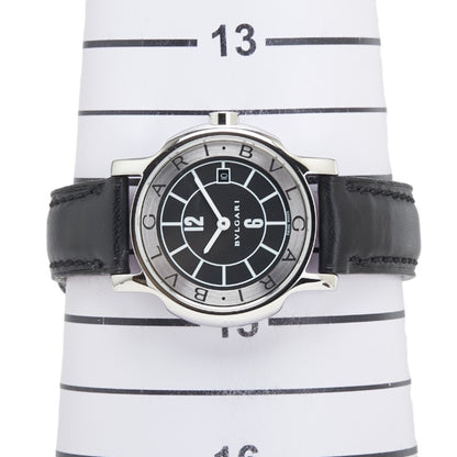 Bvlgari Solotempo Watch St29S Quartz Black Dial Stainless Steel Leather