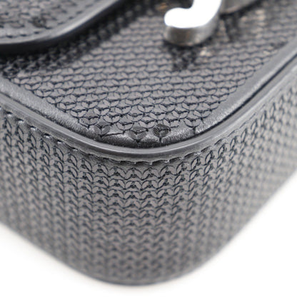 Celine Mini Triomphe Shoulder Bag Clutch Leather X Sequins Black 2Way Snap Button
