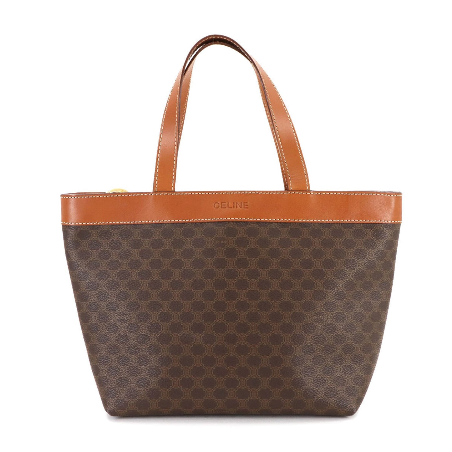 Celine Macadam Handbag In Brown Pvc Leather