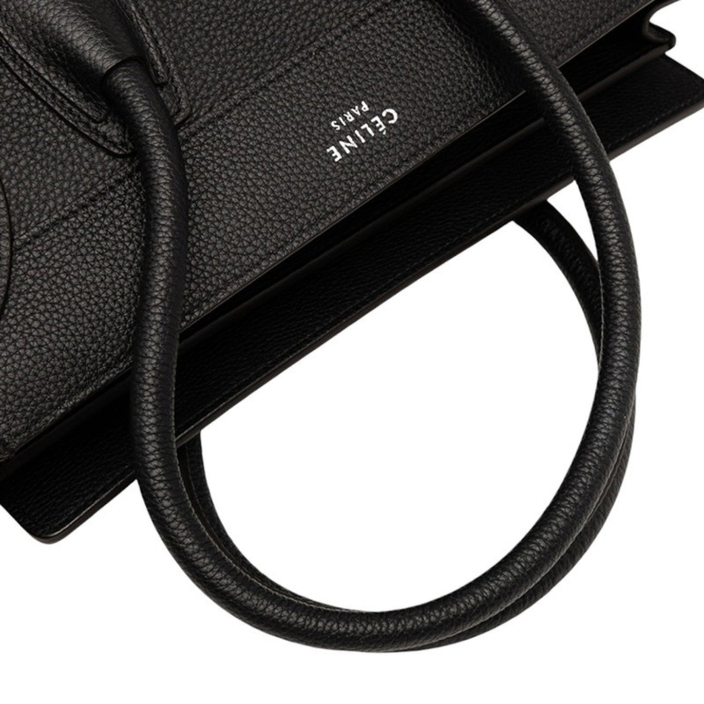 Celine Luggage Micro Shopper Handbag In Black Leather