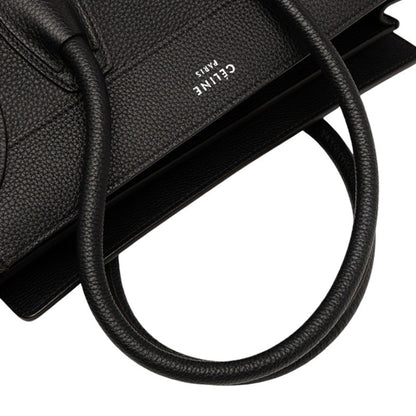 Celine Luggage Micro Shopper Handbag In Black Leather