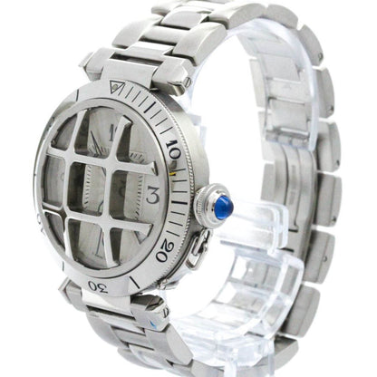 Polished Cartier Pasha 38 Grid Steel Automatic