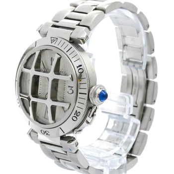 Polished Cartier Pasha 38 Grid Steel Automatic