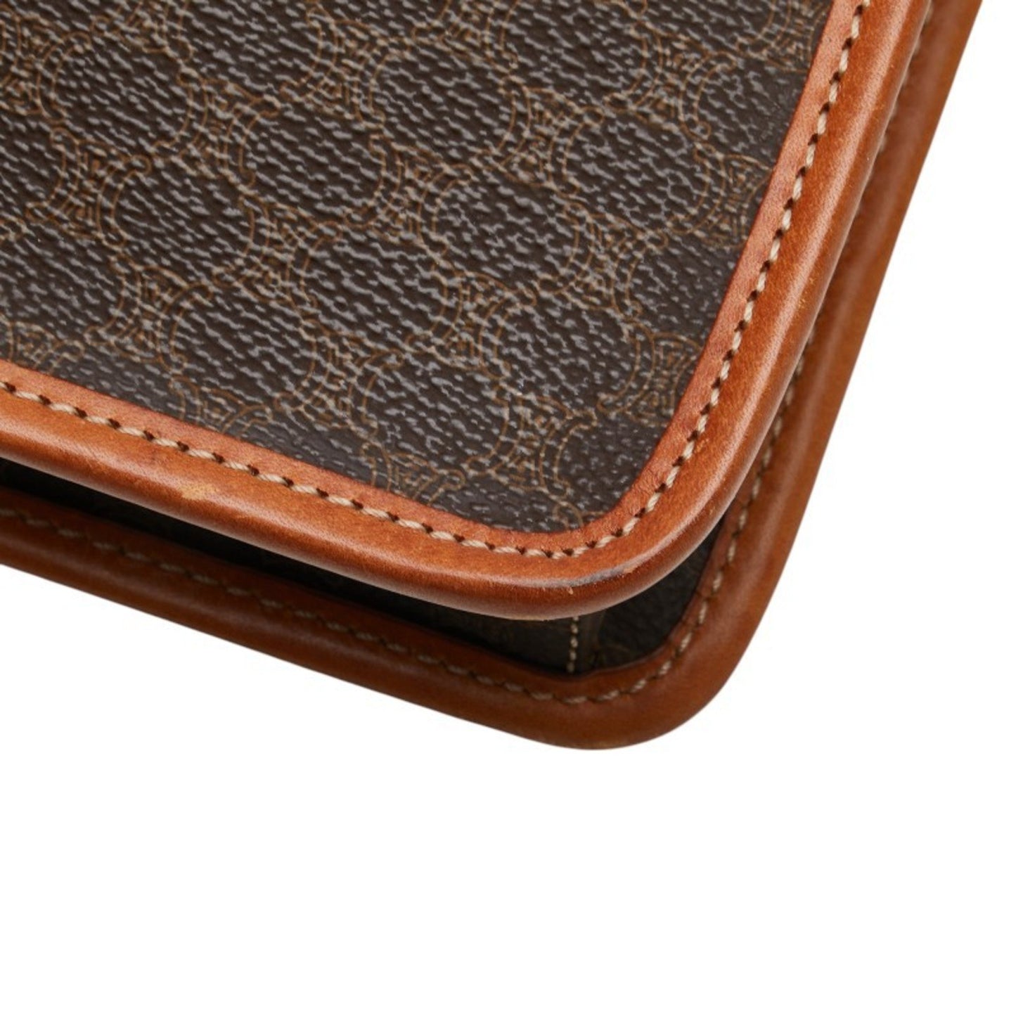 Celine Macadam Shoulder Bag Brown Leather