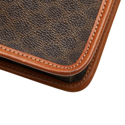 Celine Macadam Shoulder Bag Brown Leather