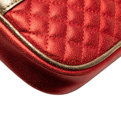 Gucci Laminated Quilted Clutch Bag/Second Bag 540985 Red Green Gold Leather