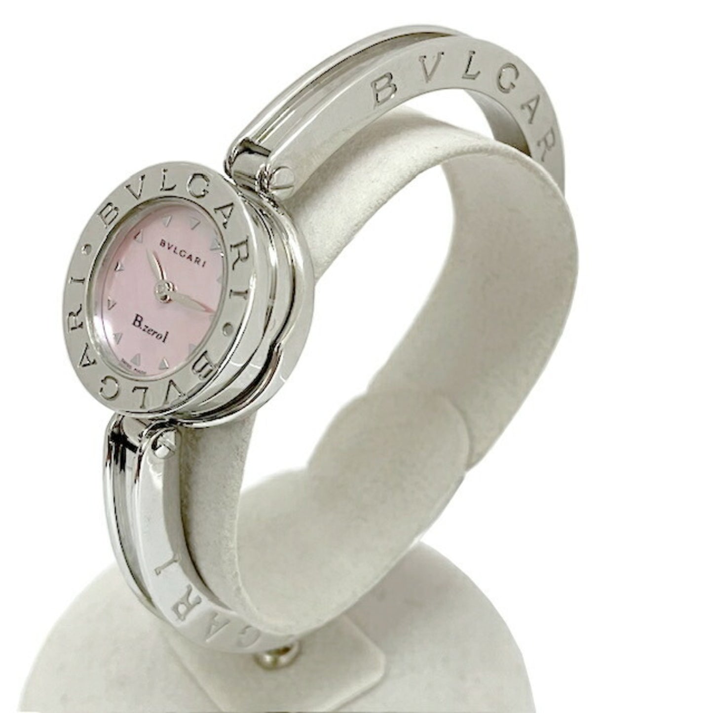 Bvlgari B-Zero1 Bz22S Shell Dial Pink Stainless Steel Bangle Watch Wristwatch