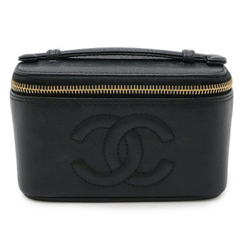 Chanel Coco Mark Vanity Bag Mini Pouch Caviar Leather Black