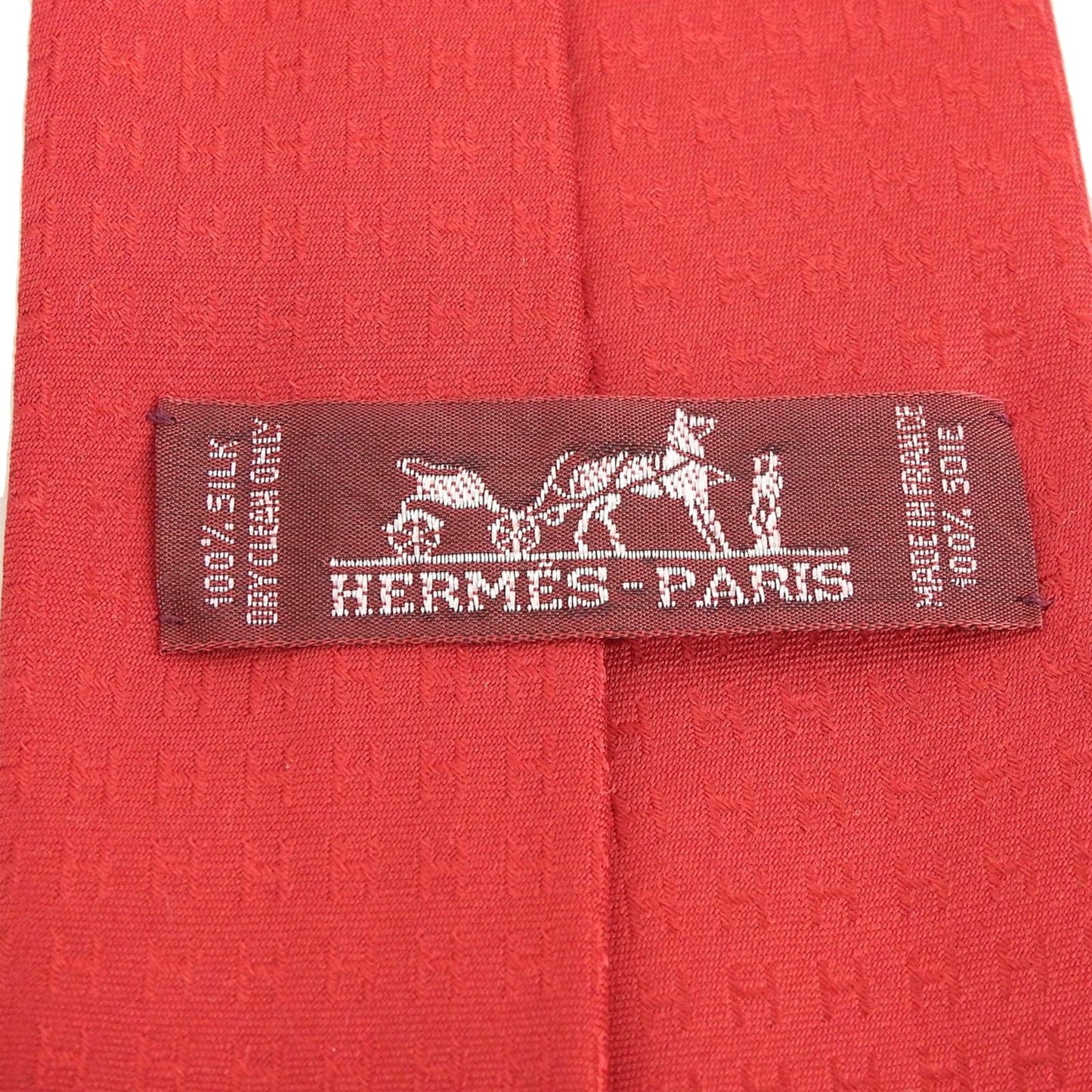 Hermes 038189T 100% Silk Rouge Cravat Fasonne H Motif Tie With Box