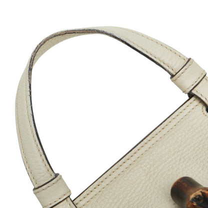 Gucci Daily Bamboo Handbag/Shoulder Bag 2Way 370831 White Leather