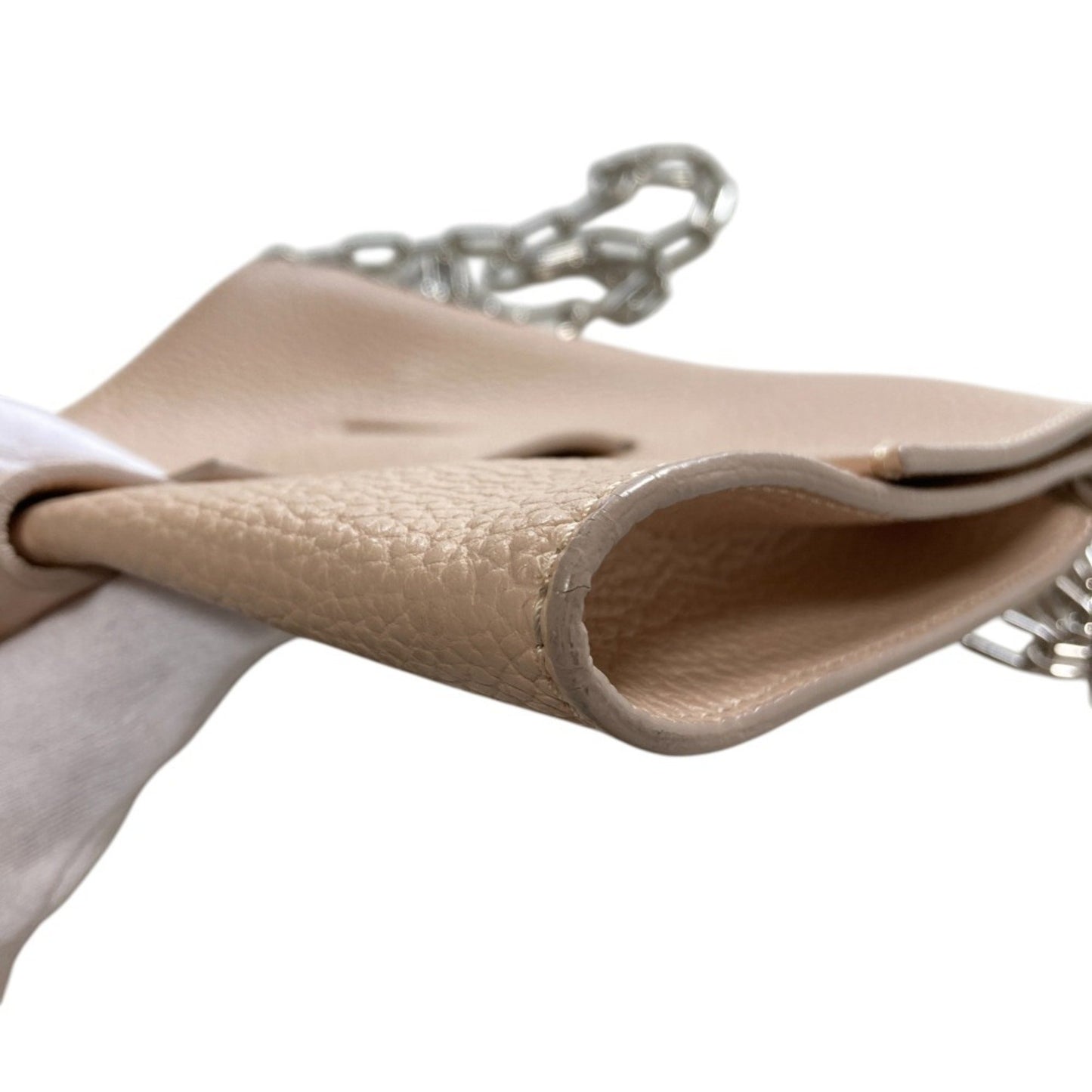 Maison Margiela Mm6 Grained Leather Chain Shoulder Bag In Pink Beige