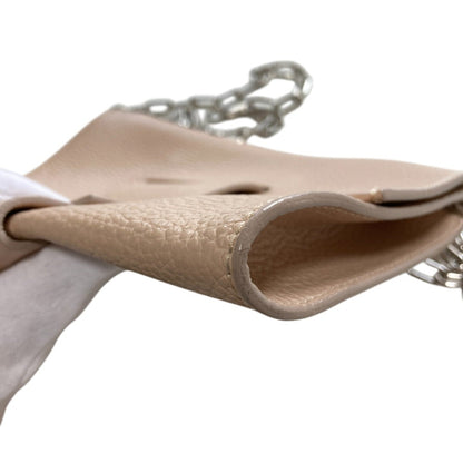 Maison Margiela Mm6 Grained Leather Chain Shoulder Bag In Pink Beige