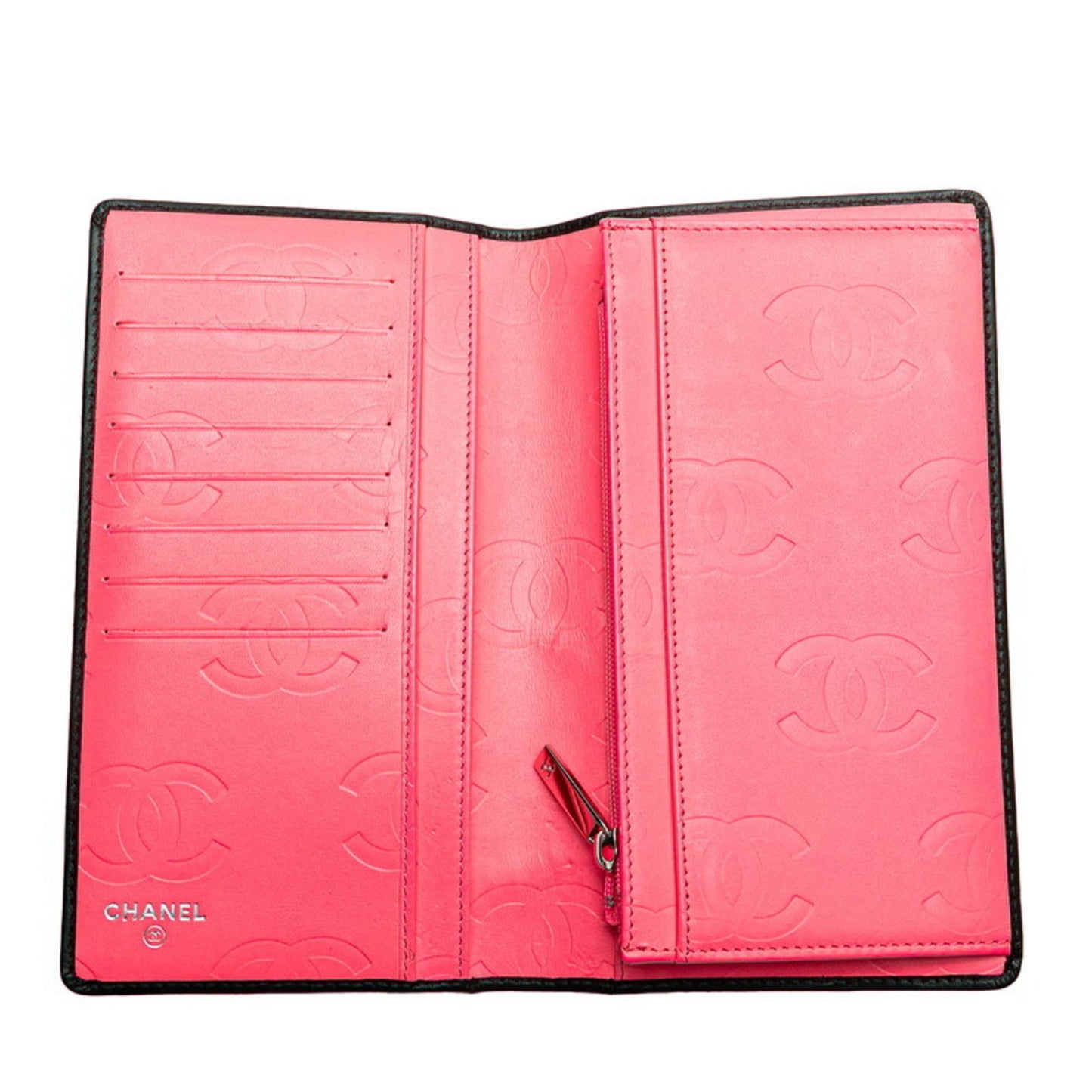 Chanel Cambon Line Coco Mark Long Wallet In Black Lambskin