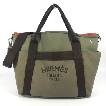 Hermes Hermes Sac De Pansage Groom 2Way Shoulder Bag Crossbody Tote Leather Canvas