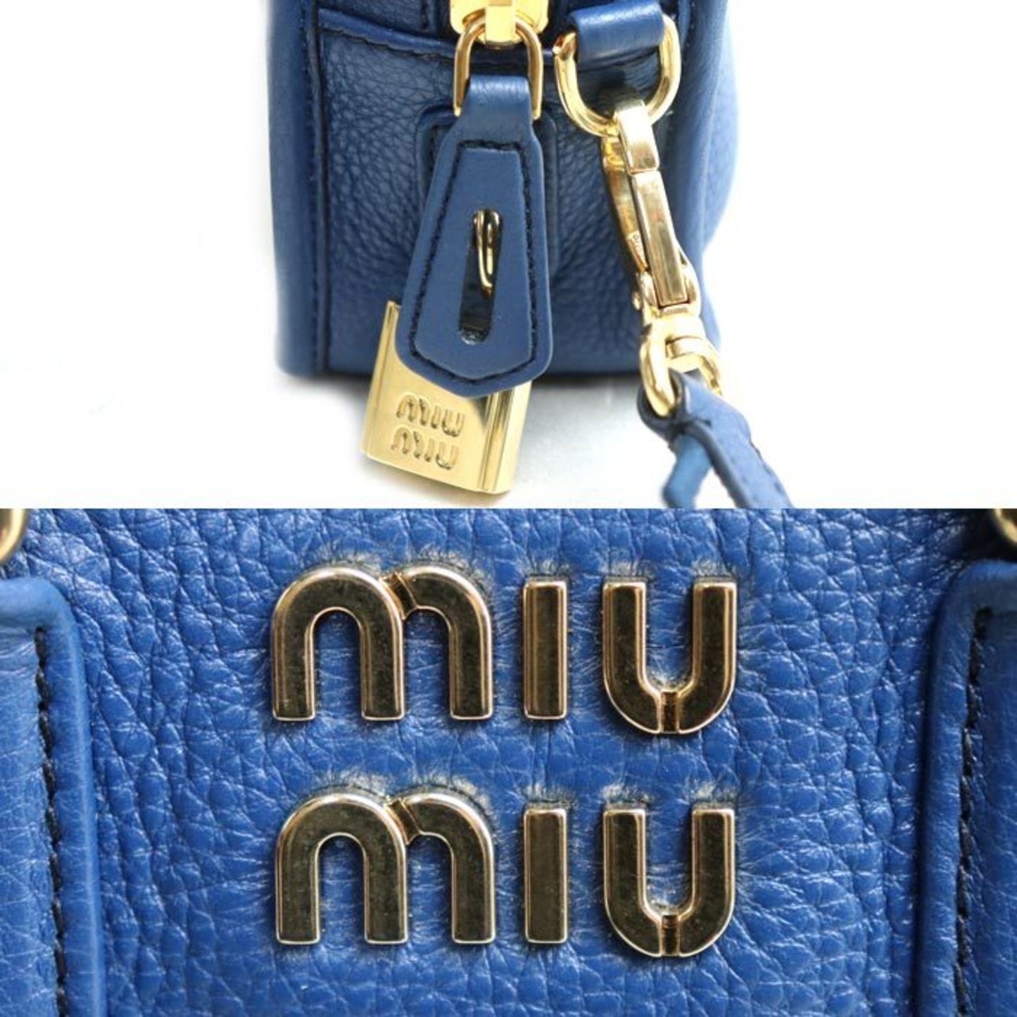 Miumiu Miu 2-Way Shoulder Bag Blue 5Bb123 2F57 F0016