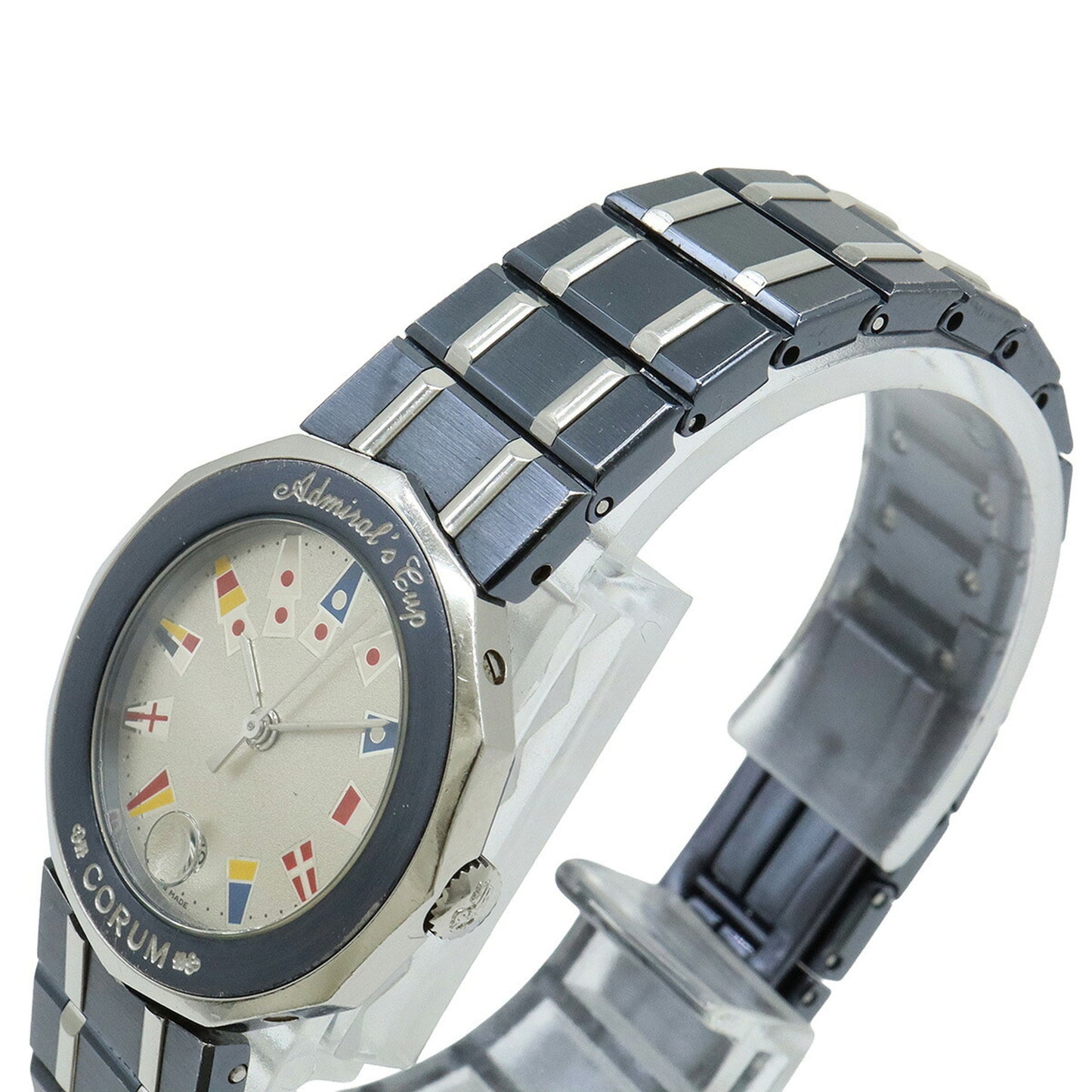 Corum Admiral'S Cup Gun Blue With Silver Dial And Stainless Steel Date Display