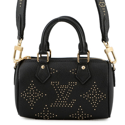 Louis Vuitton Monogram Empreinte Nano Speedy Handbag M46745 2-Way Shoulder Bag Black