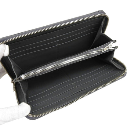 Balenciaga Paper Continental 504547 1110 Y 203437 Round Long Wallet Leather Grey