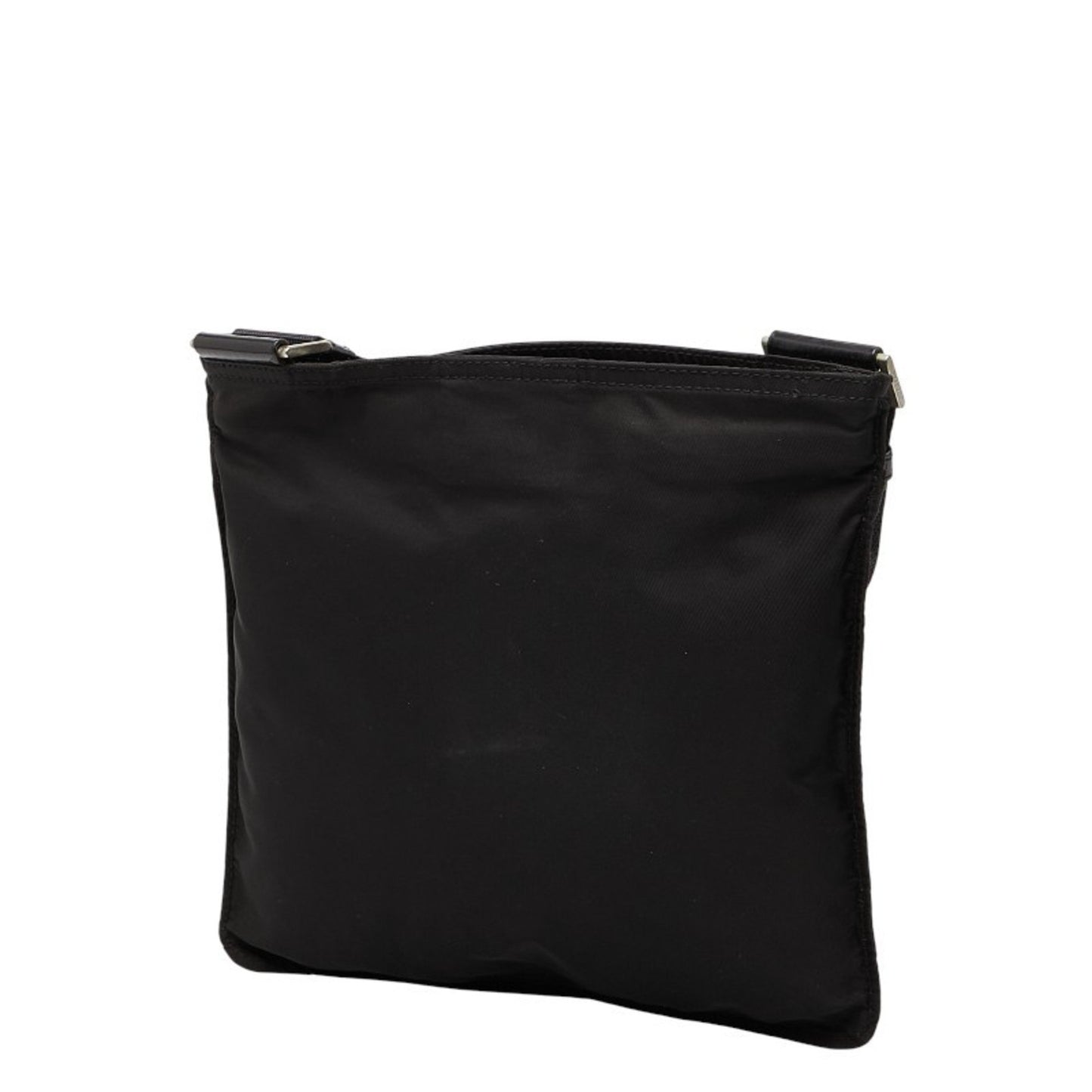 Prada Triangle Logo Plate Shoulder Bag Black Nylon