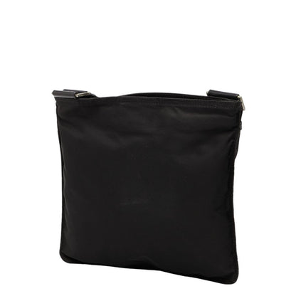 Prada Triangle Logo Plate Shoulder Bag Black Nylon