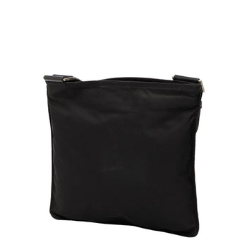 Prada Triangle Logo Plate Shoulder Bag Black Nylon