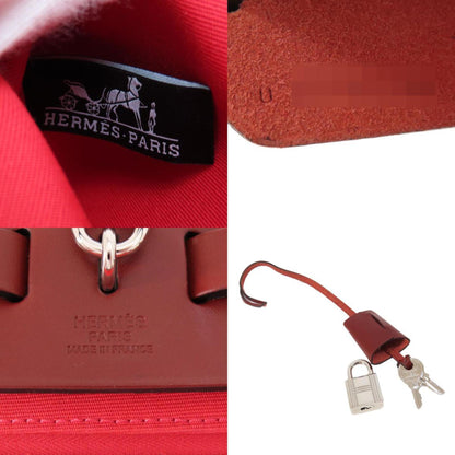 Hermes Airbag Zip Pm Red Handbag Toile Officier