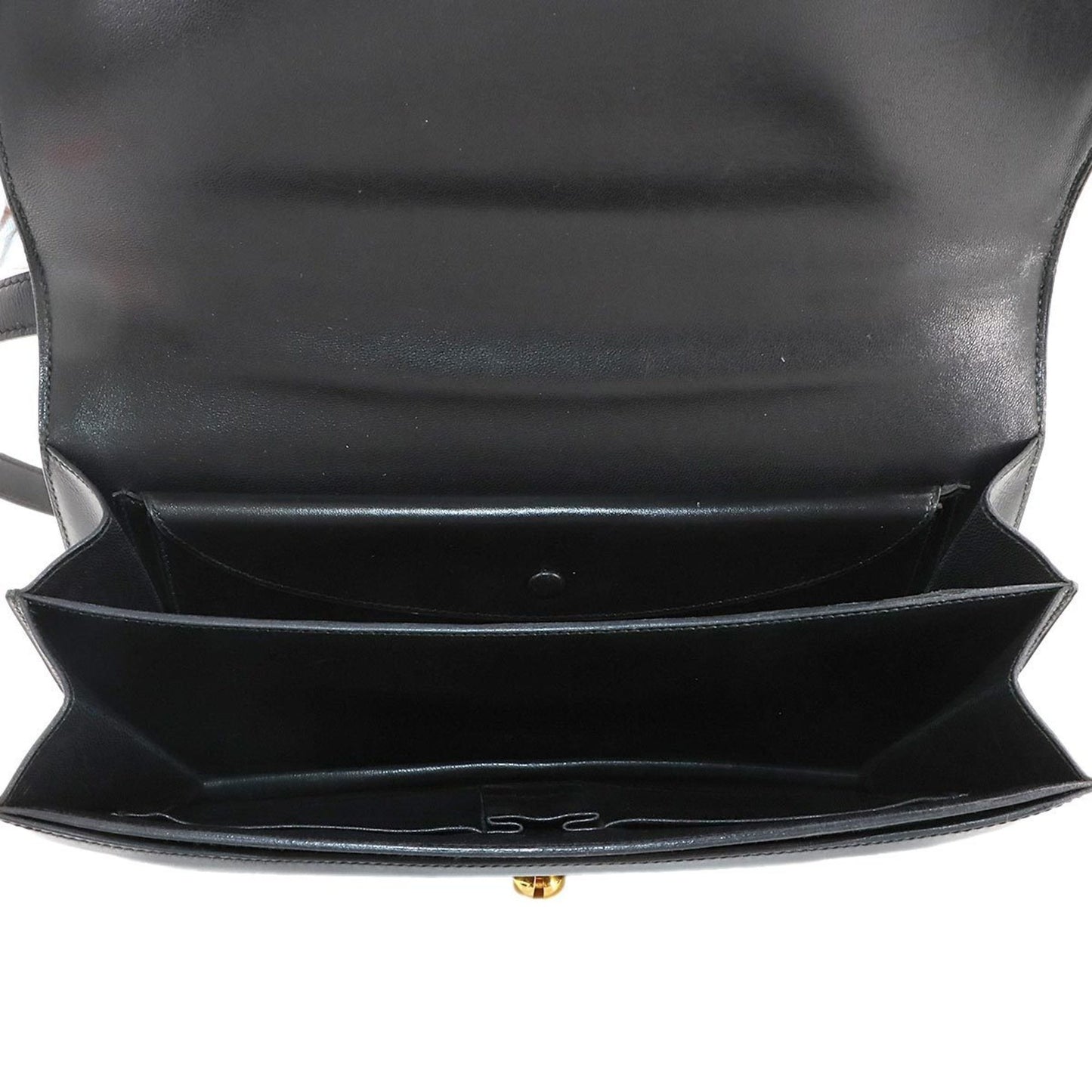 Hermes Herms Shoulder Bag In Box Calf Leather With A Black "G" Stamp And Gold Hardware