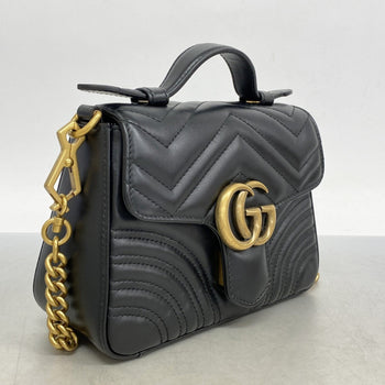 Gucci Gg Marmont Shoulder Bag 547260 Leather Black