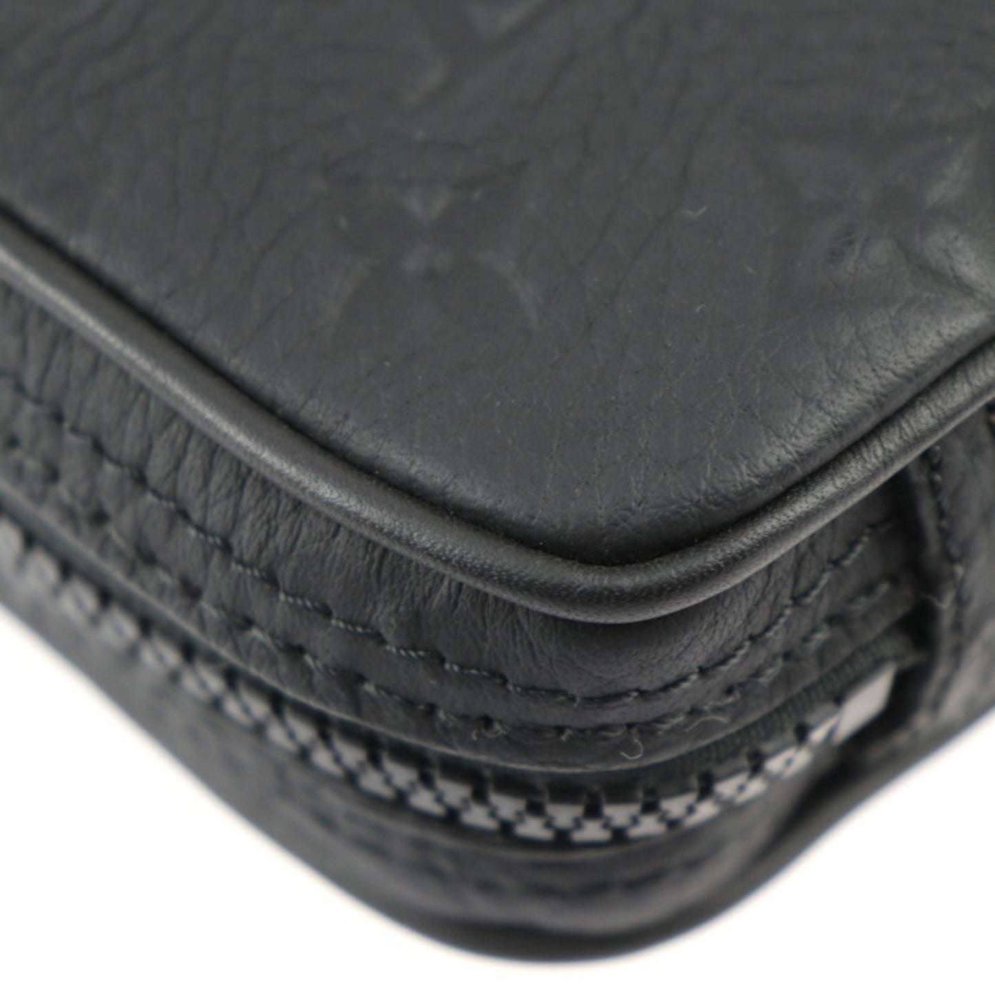 Louis Vuitton Utility Side Bag Shoulder M53298 Taurillon Leather Black Orange Body Pouch Vuitton