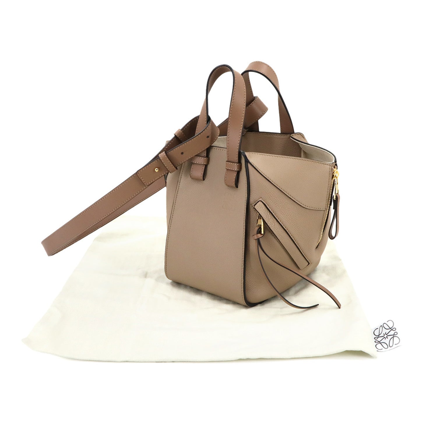Loewe Hammock Compact 2-Way Hand/Shoulder Bag In Beige Leather