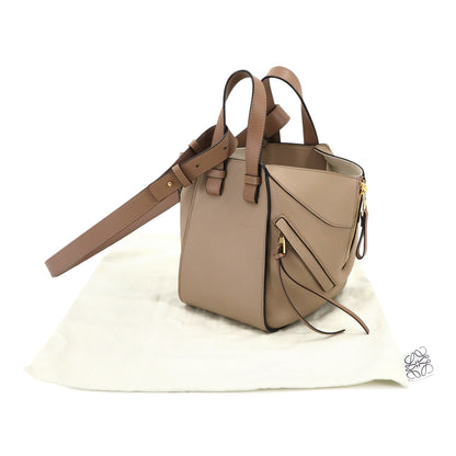 Loewe Hammock Compact 2-Way Hand/Shoulder Bag In Beige Leather