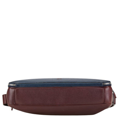Christian Dior Dior Cd Logo Shoulder Bag Navy Wine Red Leather